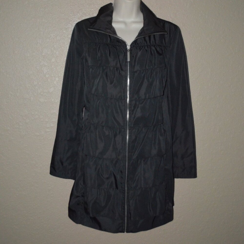 Sz XS Kensie Black Long Zipper Front Jacket Coat